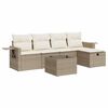 vidaXL 6-delige Loungeset met kussens poly rattan beige