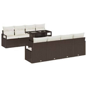 vidaXL Tuin Sofa Set 9 st Bruin Poly riet