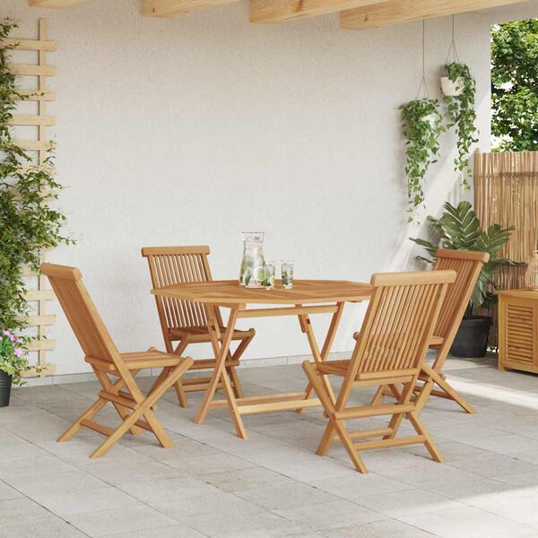 vidaXL Tuin Eetset 5 pcs Bruin Massief teakhout