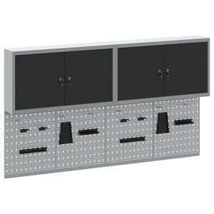 vidaXL Gereedschapskast set met plank 6 st Zwart Gepoedercoat staal