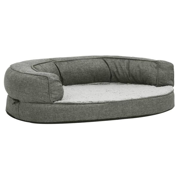 vidaXL Hondenbed ergonomisch linnen-look 75x53 cm fleece grijs
