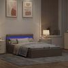 vidaXL Bedframe met hydraulische opslag en LED stof taupe 140x200 cm