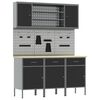vidaXL Werk kast met lade 7 pcs Zwart Engineered hout en staal