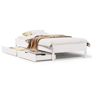 vidaXL Bedframe zonder matras massief grenenhout wit 75x190 cm