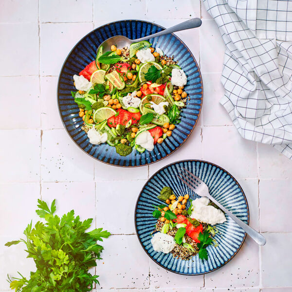 Cosy & Trendy Bord Atlantis 4 st gestreept patroon plat &Oslash;27,5 cm blauw