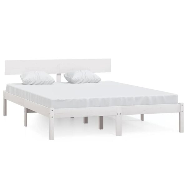 vidaXL Bedframe massief hout wit 120x190 cm
