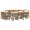 vidaXL 11-delige Tuinset met kussens poly rattan beige