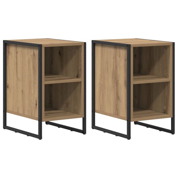vidaXL Nachtkastje 2 pcs Ambachtelijk eiken 39.5 x 30 x 50 cm