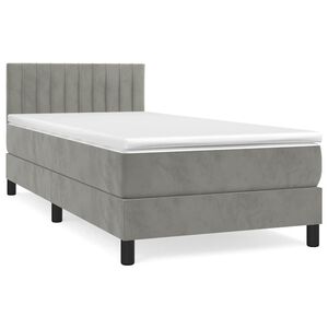 vidaXL Boxspring met matras fluweel lichtgrijs 80x200 cm