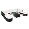 vidaXL 12-delige Loungeset met kussens poly rattan zwart