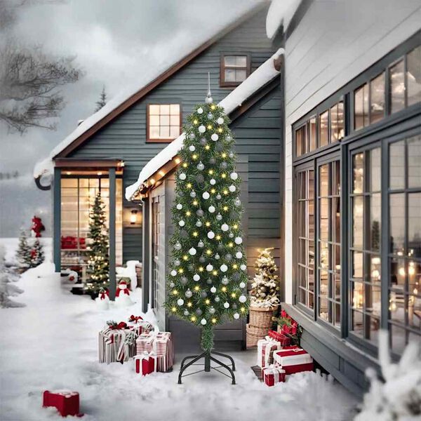 vidaXL Kunstkerstboom Groen 240 cm PVC en Staal en Kunststof