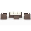 vidaXL 4-delige Loungeset met kussens poly rattan bruin