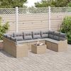 vidaXL Tuin Sofa Set met kussen 10 pcs beige en lichtgrijs Poly riet