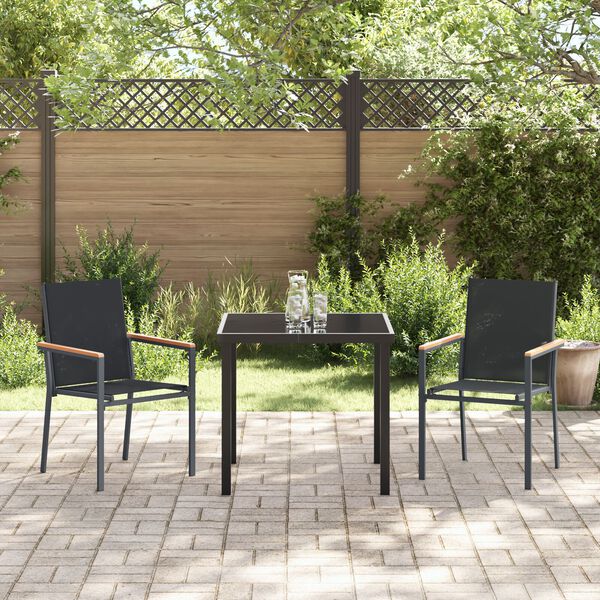 vidaXL Tuin Eetset 5 pcs Zwart Textilene en staal