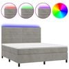 vidaXL Boxspring met matras en LED fluweel lichtgrijs 180x200 cm