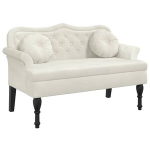 vidaXL Bankje met kussens 120,5x65x75 cm fluweel cr&egrave;mekleurig
