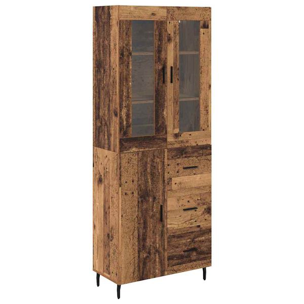 vidaXL Hoge kast met lade 2 pcs Oud Hout Bewerkt hout