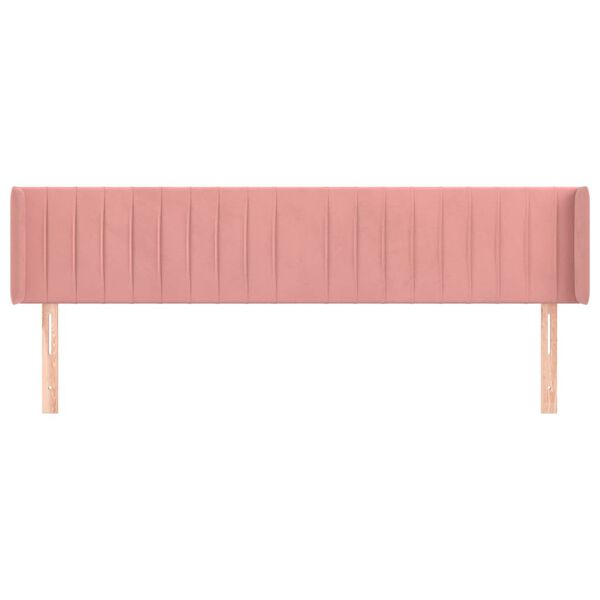 vidaXL Hoofdbord met randen 203x16x78/88 cm fluweel roze