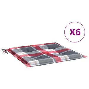 vidaXL Tuinstoelkussens 6 st 40x40x4 cm oxford stof ruitpatroon rood