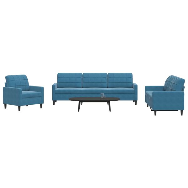 vidaXL 4-delige Loungeset met kussens fluweel blauw