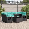 vidaXL 7-delige Loungeset met kussens poly rattan acacia zwart