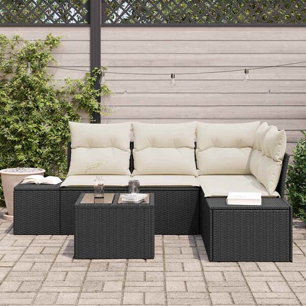 vidaXL Tuin Sofa Set 5 pcs Zwart poly rattan