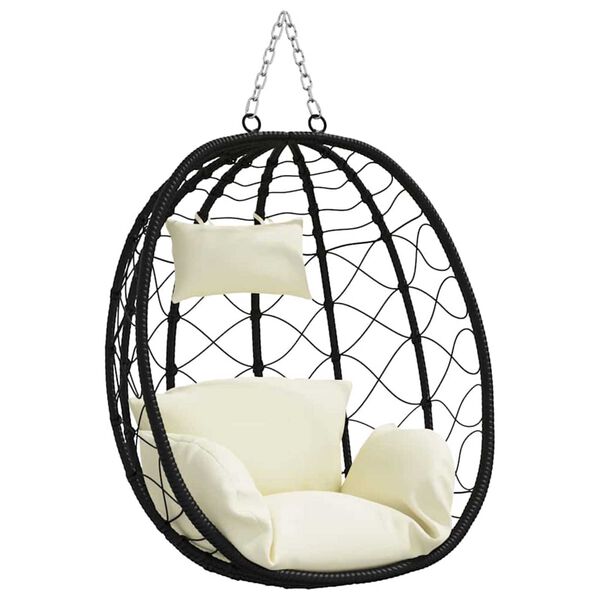 vidaXL Hangende ei-stoel Crèmewit 91.5 x 60 x 110 cm poly rattan