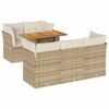 vidaXL 6-delige Loungeset met kussens poly rattan beige