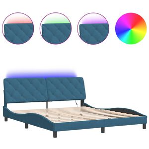 vidaXL Bedframe met LED zonder matras fluweel blauw 180x200 cm