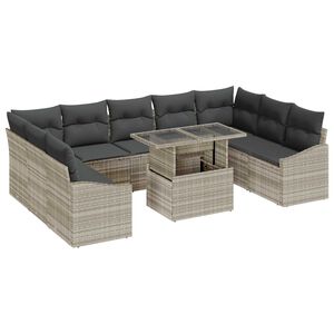 vidaXL Tuin Sofa Set met kussen 10 pcs Licht Grijs en Donker Grijs