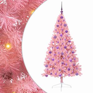 vidaXL Kunstmatig Voorverlicht Kerstboom met 300 LED Roze 180 cm PVC