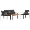 vidaXL tuinmeubelset 4 st 4-zits Donkergrijs poly rattan