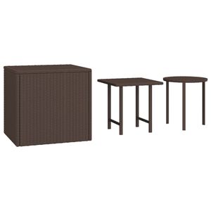 vidaXL Tuinbijzettafels 3 st poly rattan bruin