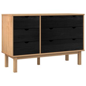 vidaXL Ladenkast OTTA Zwart 111 x 43 x 73,5 cm Massief grenenhout