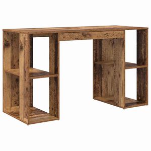 vidaXL Bureau met plank Oud Hout 130 x 50.5 x 75 cm Bewerkt hout
