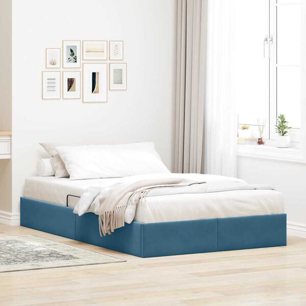 vidaXL Opslag bed met matras Donkerblauw 120 x 200 cm Fluweel
