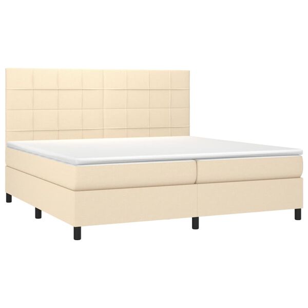 vidaXL Boxspring met matras stof cr&egrave;mekleurig 200x200 cm