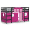 vidaXL Kinderhoogslaper met gordijnen 80x200 cm grenenhout roze