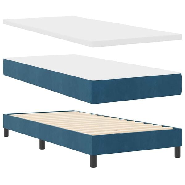 vidaXL Boxspringbed met matras Donkerblauw 200 x 100 cm Polyester