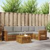 vidaXL Sofa-Sets 6 pcs Natuurlijk en Lichtgrijs Massief Acaciahout