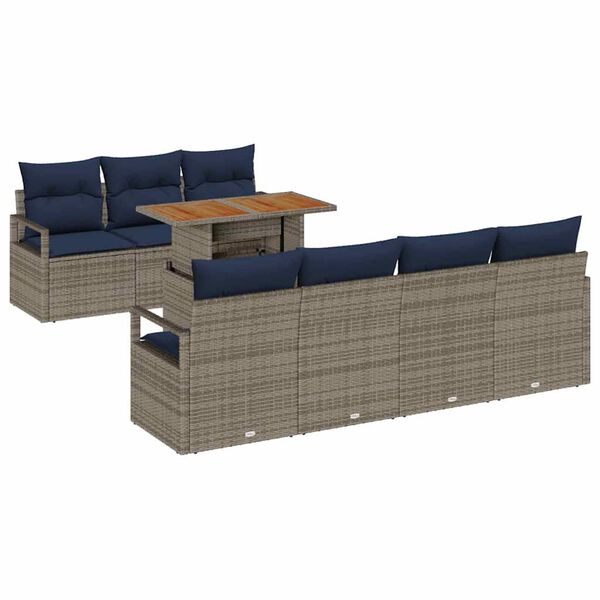 vidaXL Tuin Sofa Set met kussen met kussen 8 pcs Grijs en Blauw