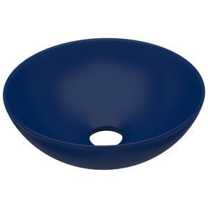 vidaXL Wastafel rond keramiek donkerblauw