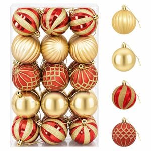 vidaXL Kerstballen set 30 st Goud en Rood &Oslash; 6 cm Kunststof