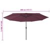 vidaXL Parasol met LED-verlichting 400 cm bordeauxrood