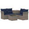 vidaXL Bankstel 6 st Grijs en Marineblauw Poly Rattan en Staal