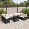vidaXL Tuin Sofa Set met kussen 11 pcs Zwart Poly riet