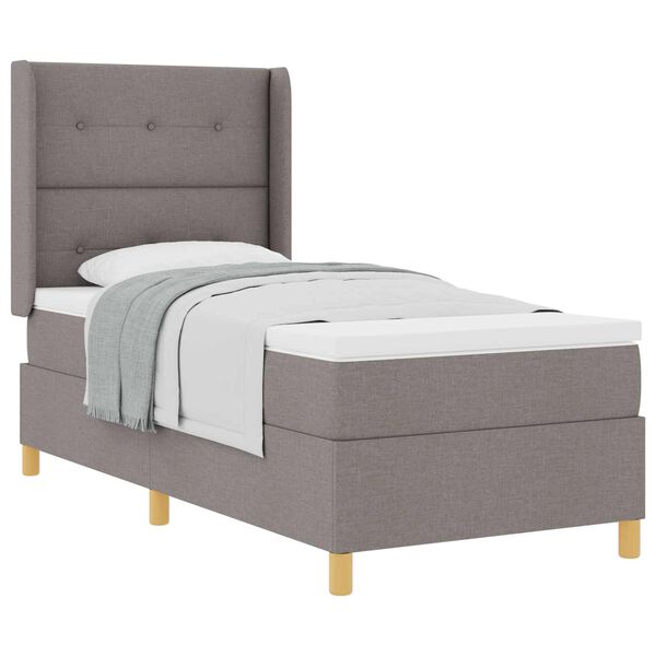 vidaXL Boxspringbed met matras met hoofdeinde Taupe 80 x 200 cm Stof