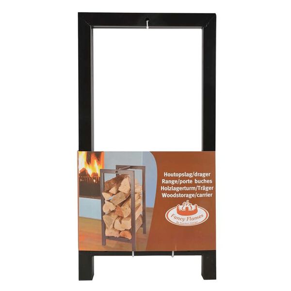 Esschert Design Houtopslagrek zwart