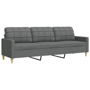 vidaXL Driezitsbank 210 cm stof donkergrijs