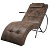vidaXL Chaise Longue met Kussen Bruin Su&egrave;de Look Stof